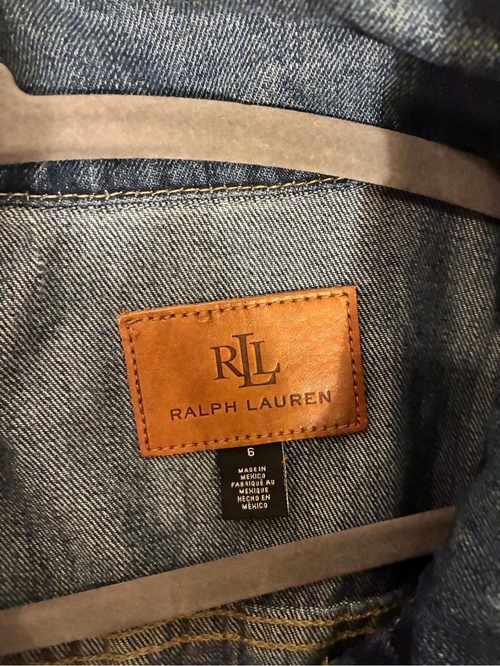 Ralph Lauren Denim Jacket with Leather Logo Patch - Blue - Picture 3 of 3